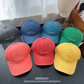 韩系水洗褪色做旧鸭舌帽女春夏新款街头时尚复古字母刺绣棒球帽男