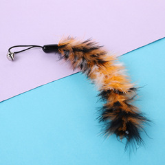 Cross-border new pet cat toy with bell long strip turkey feather fishing rod replaceable head feather cat teaser toy