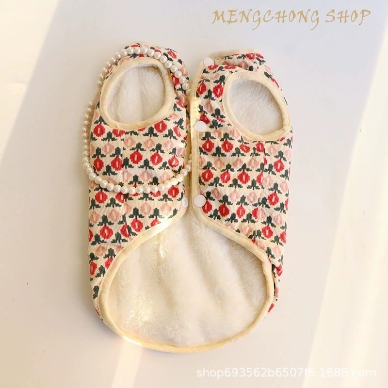 Тюльпан хлопковый жилет Домашняя кошка одежда Тедди Пес Шнауцер Собака Бомей осень-зима Новый стиль