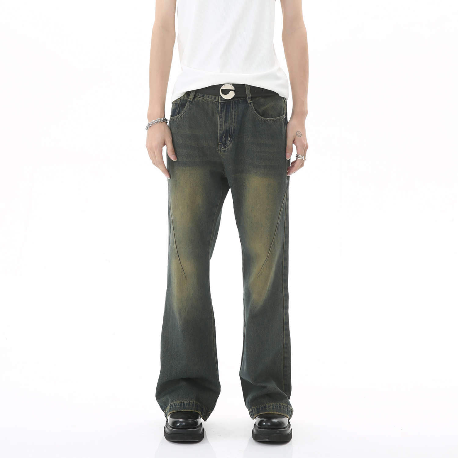 Ropa de los hombres de MTLClothes | Four Seasons nuevo estilo de Hong Kong azul apenado retro MEDIADOS DE-alta cintura flaco flojo jeans