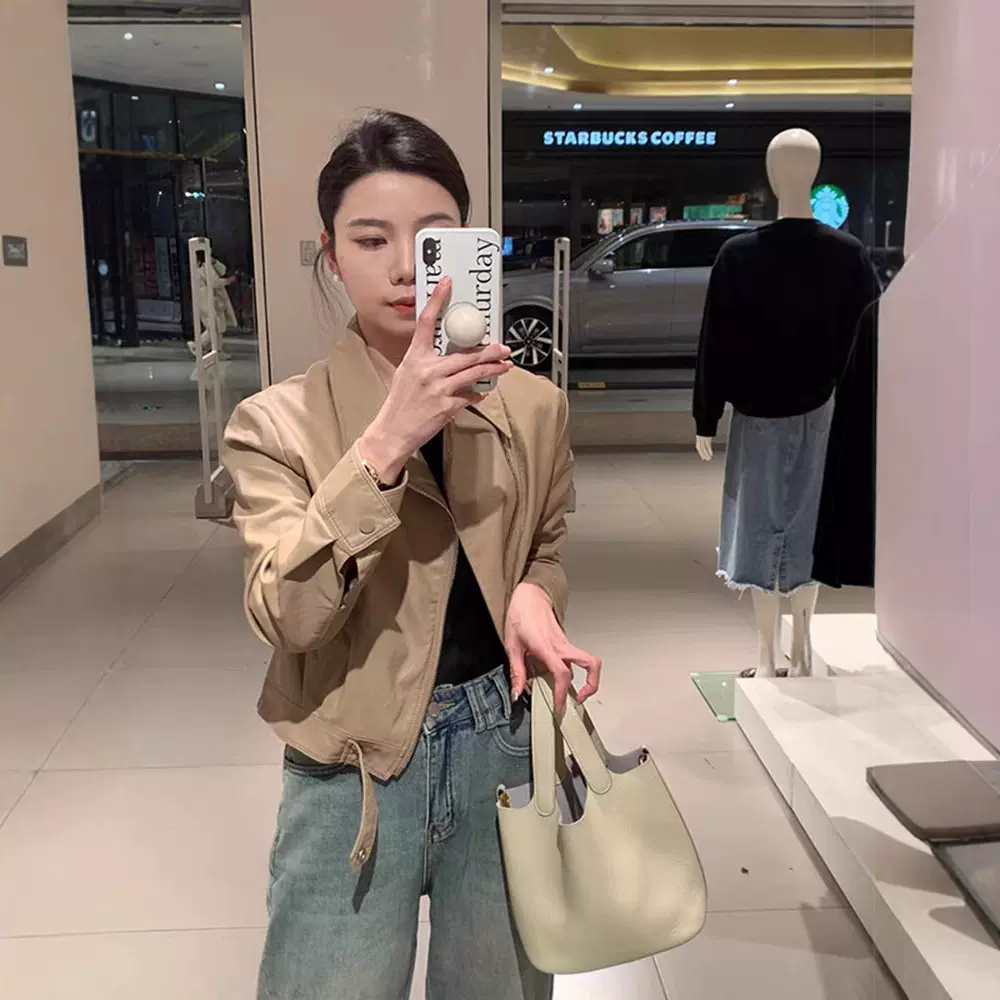 2025新款高级感超好看短款上衣休闲小香风卡其色夹克外套女春秋款