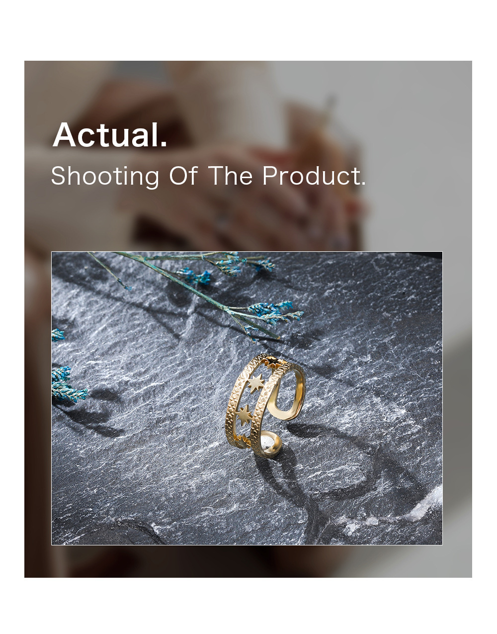 Real Gold Plated Plating Material Rings Classification Vacuum Plating Real Gold Plated Star 304 Stainless Steel Fashion Waterproof Non Tarnish Rings