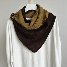 春秋棉麻围巾女冬季围脖拼色百搭秋冬保暖褶皱丝巾韩版长款披肩