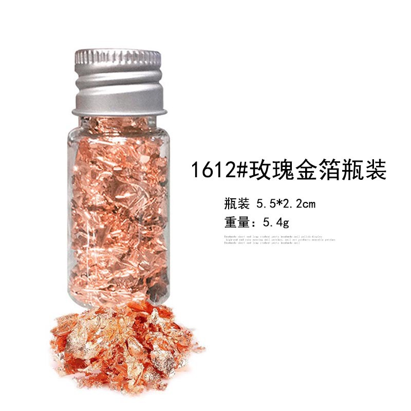 Joyería de uñas lámina de oro accesorios de material de decoración de uñas hechas a mano papel de lámina de oro oro plata piezas de lámina de estaño oro rosa