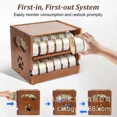 多層無垢材ペット缶詰収納ラック家庭用木製猫缶詰収納ラックデスクトップ木製猫ウェットフードラック