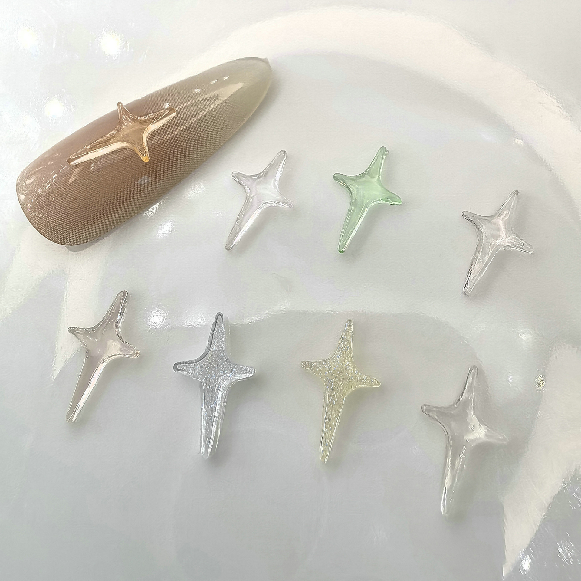 网红美甲克罗心十字架饰品星芒饰品复古朋克风指甲装饰品0001