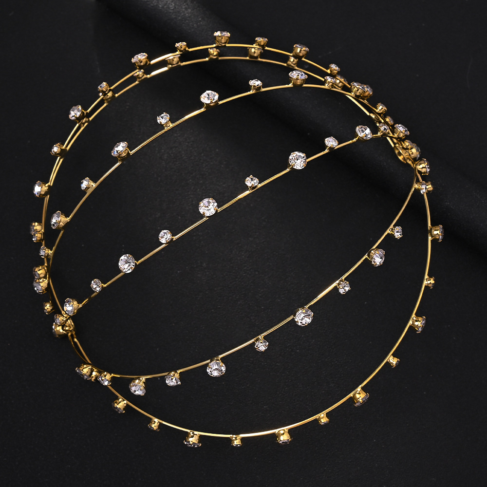 Cross-border nuevo diseño de banda de cabello multicapa de diamante de agua personalidad accesorios de tendencia banda de cabeza