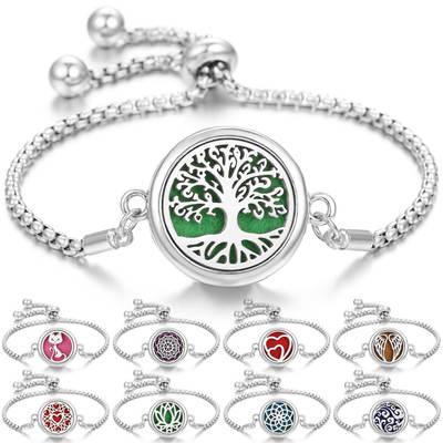 New Arrival Thread Stainless Steel Aromatherapy Gloff Bracelet Hollow Tree of Life Bracelet Alloy Perfume Box Couple Jewelry