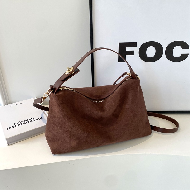 Autumn/Winter Versatile Matte Faux Suede Bag 2025 New Arrival Luxury Vintage Fashion Shoulder & Crossbody Bag For Women - Thumbnail 6