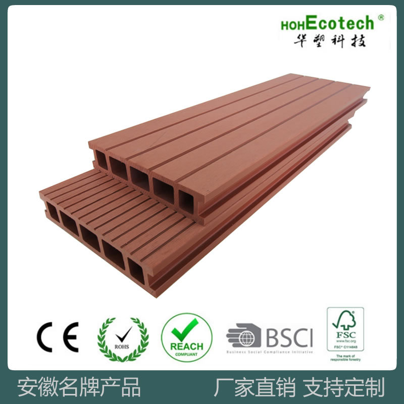 Piso plástico de madera 150*30 patio plástico al aire libre del jardín del piso de madera que dirige la placa cuadrada decorativa al aire libre del agujero anticorrosión