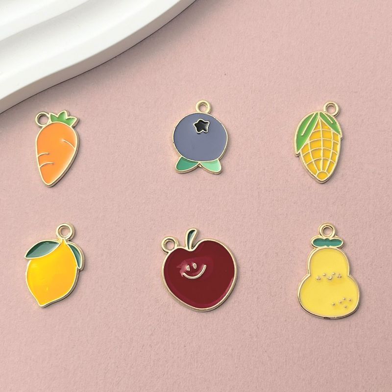 果物と野菜レモンブルーベリー合金滴下オイル DIY ジュエリーアクセサリーかわいいペンダントキーホルダーブレスレットペンダント|undefined