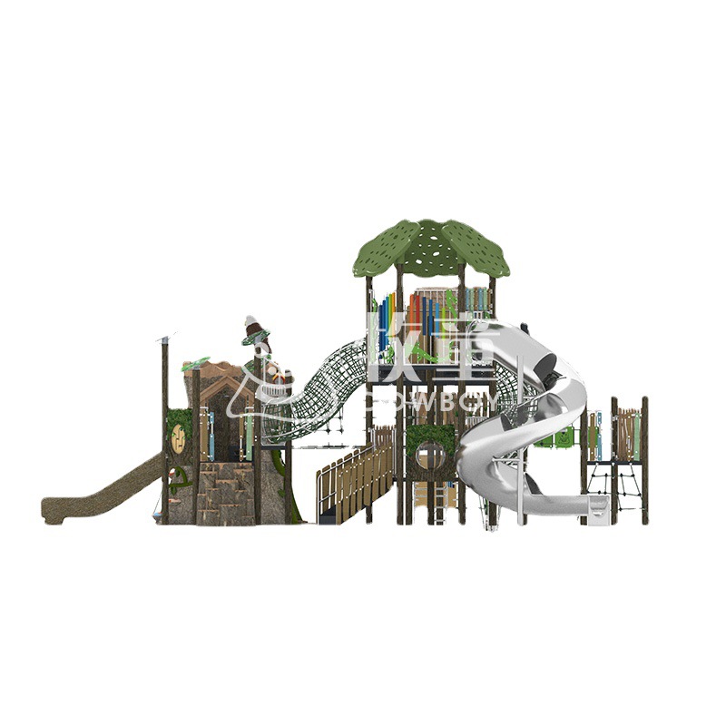 Gran jardín de infantes diapositiva niños unpowered equipo de diversión al aire libre parque infantil combinación diapositiva diseño