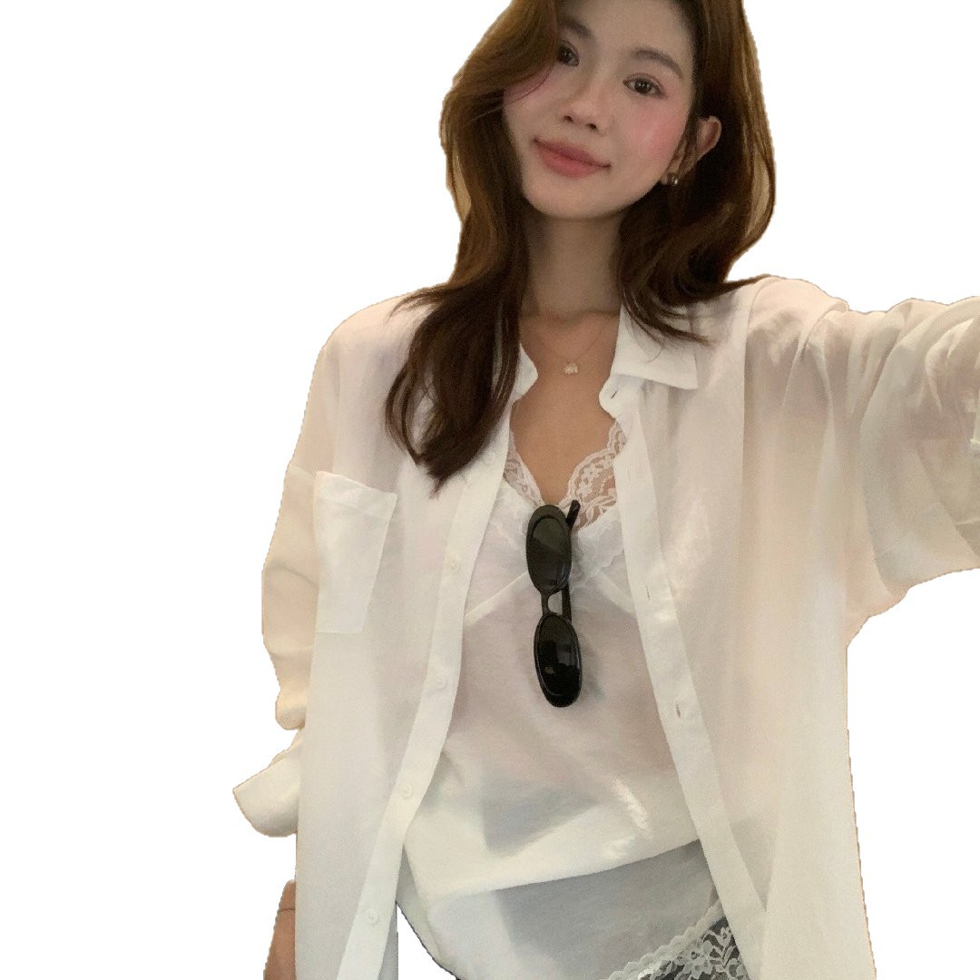 Áo sơ mi nữ tay dài chất liệu tencel phong cách lười biếng ấm áp — Vàng nhạt, xanh lam, Xanh lá cây nhạtcolor, màu hồng