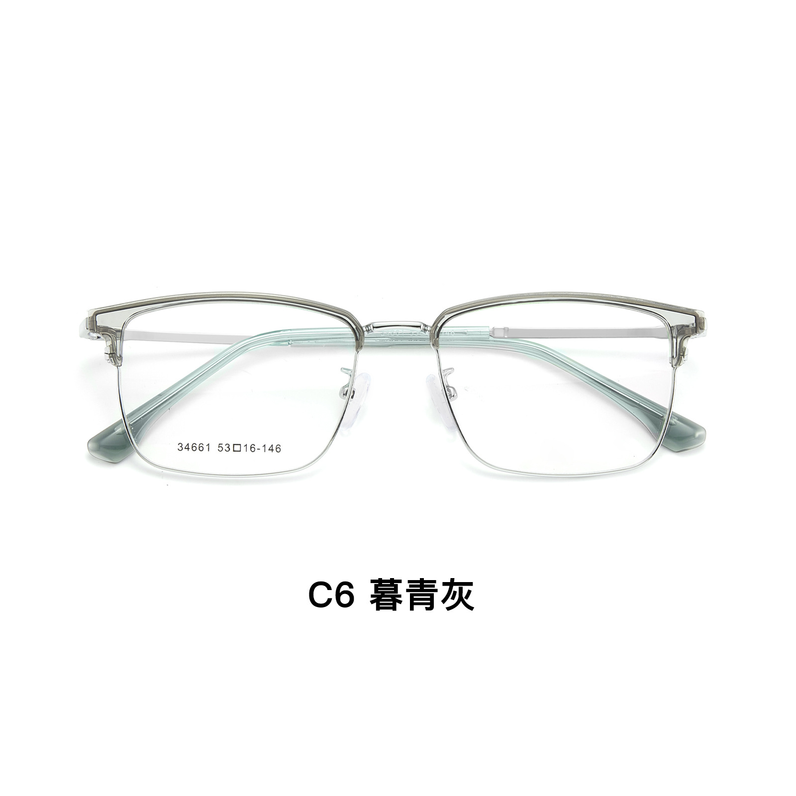 Blanco crepúsculo gris verde tendencia de aleación de negocios cejas casuales marco de gafas retrógrado escultura Danyang al por mayor con espejos