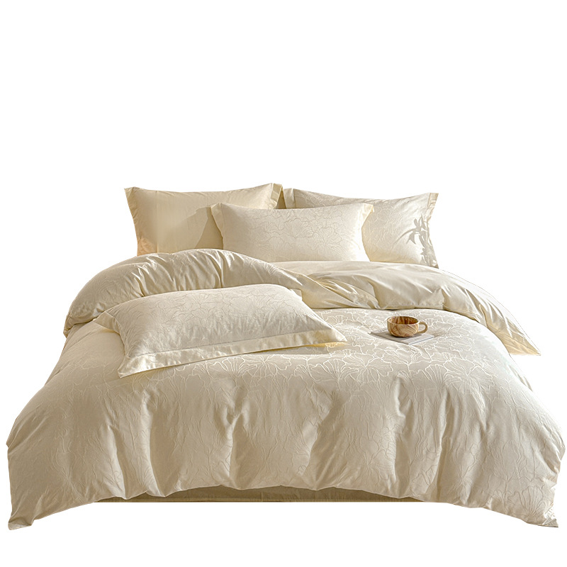 Luxurious Jacquard Cotton Four-piece Bed Sheet Set Soft Breathable_voghion.com