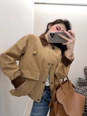 Ralph Lauren拉夫劳伦巴恩风工装纯色单排扣女士短款休闲夹克外套