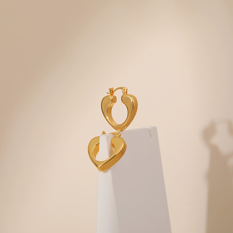 Sweet Heart Shape Copper Plating Earrings 1 Pair