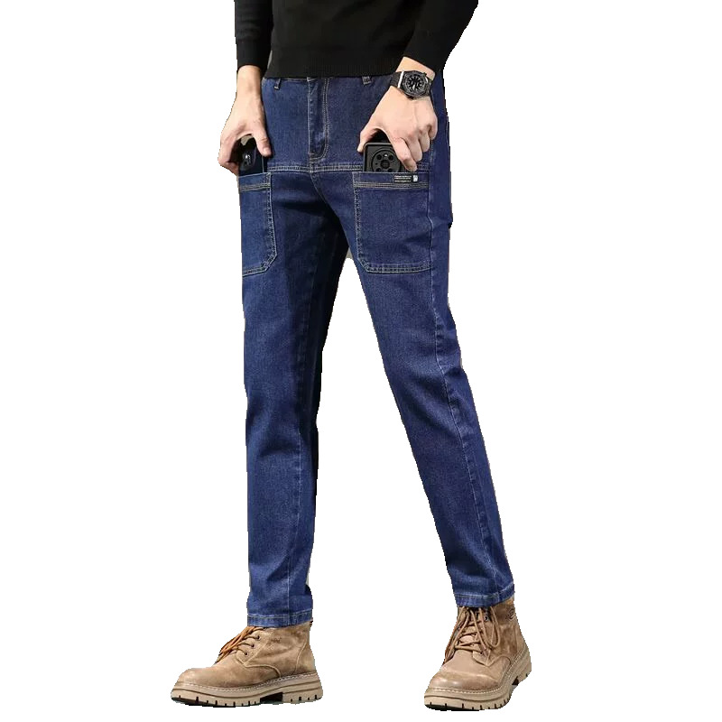 Primavera y otoño nuevos pantalones jeans hombre de alta calidad pantalones de marca de moda versátiles cómodos elásticos lavados con agua pantalones casuales rectos