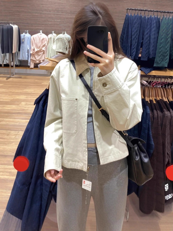 质甄女装休闲拉链短茄克外套翻领时尚百搭夹克25秋季新款479208|undefined
