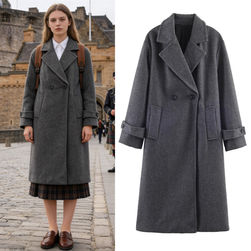 Za Foreign Trade Cross-Border Wholesale European and American Style Women's Clothing Winter New Fashion Hot-Selling Multi-Color Thick Woolen Coat
