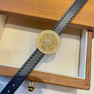 18K Gold Dot Diamond Eight-Treasure Compass Non-Removable Au750 Moissanite Six-Character Mantra Pendant Watch Dial with Two Water Shells