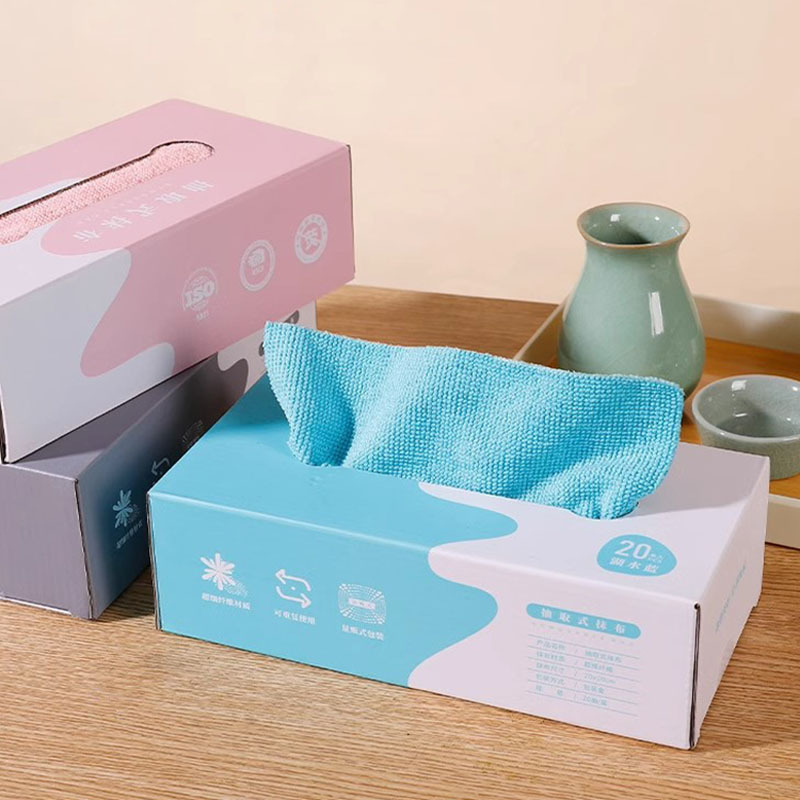 Withdrawable lazy dishcloth household increased thickening scouring pad wet and dry dual-use washable dishwashing cloth factory wholesale