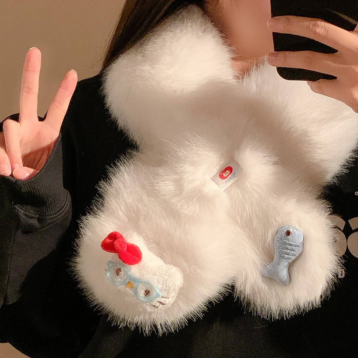 Guantes de peluche para mujeres en invierno engrosado con dedos todos incluidos lindos estudiantes de ciclismo caliente en invierno