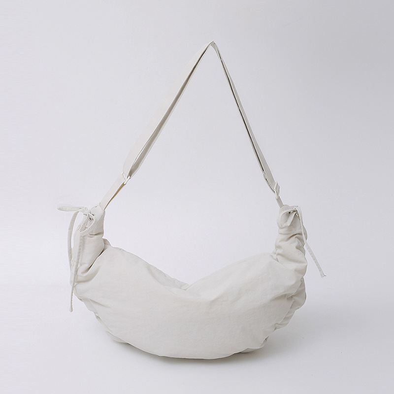 Bolso Bandolera Tipo Albóndiga de Nylon Plisado con Cierre para Uso Diario