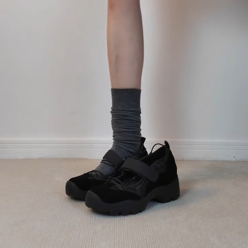 牛皮版~小众厚底芭蕾德训鞋女春秋内增高百搭时尚休闲玛丽珍单鞋|undefined
