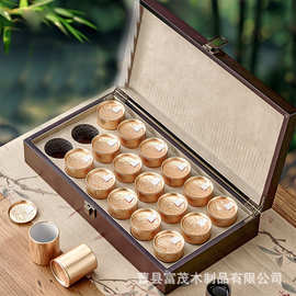 新款木质小茶罐礼盒茶叶包装盒龙井绿茶红茶通用礼品盒茶罐收纳盒