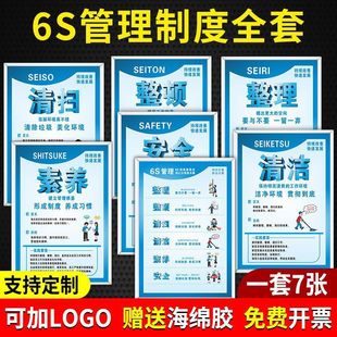 6s management system full set of 5s slogan factory workshop production management rules and regulations board wall prompt board