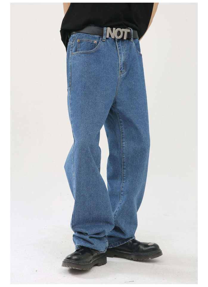 Quần jean nam ống rộng ống đứng dáng suông thoải mái phong cách Hàn Quốc — Xanh denim, Xanh lam đậm, Đen Xám chi tiết 17