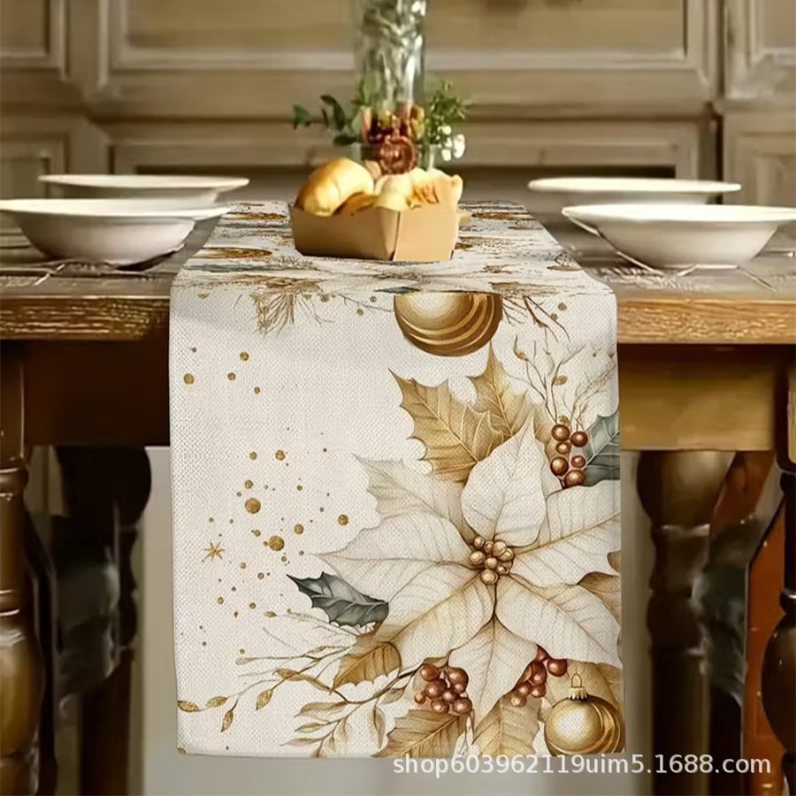 Amazon transfronterizo nueva bandera de la mesa de Navidad fábrica directa invierno muñeco de nieve Santa estampado almohadilla de mesa