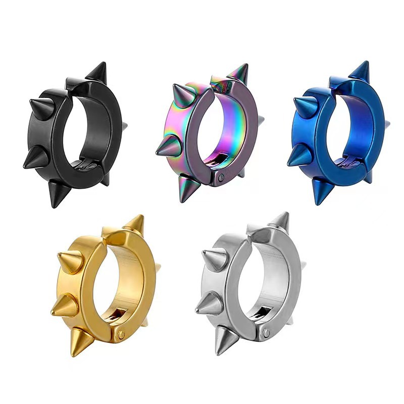 Cross-Border Non-Pierced Stainless Steel Rivet Ear Clips, No-Punch Ear Bone Clips, Korean Style Stainless Steel Hip-Hop Punk Trendy Men's Ear Clips
