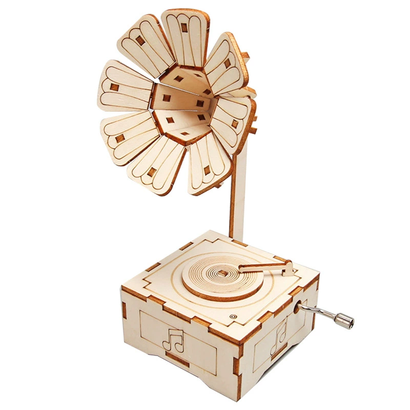 Wooden retro music box, handmade, mini experiment