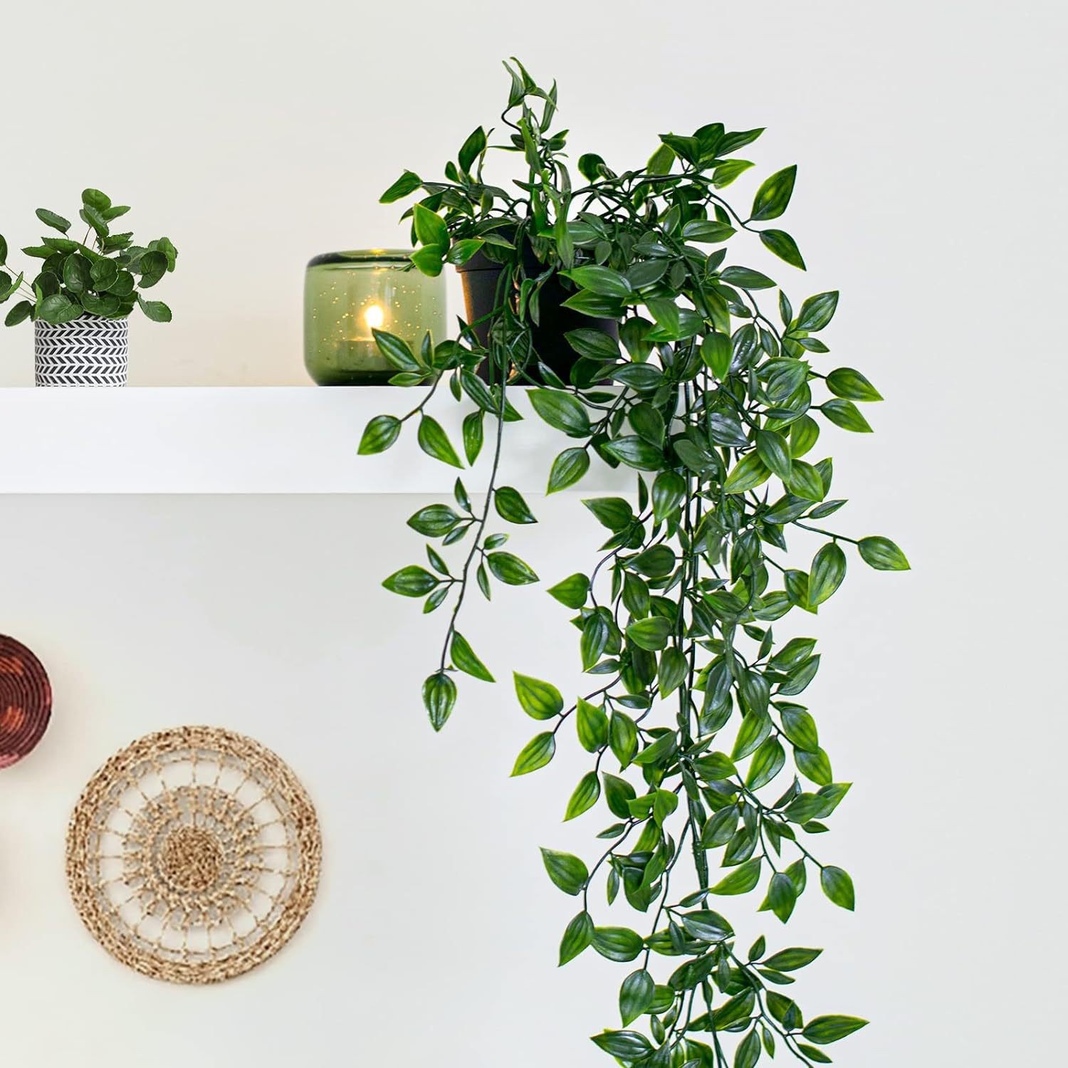 Artificial colgante planta Mandala eucalipto por hojas Vine falso en maceta decoración interior y exterior