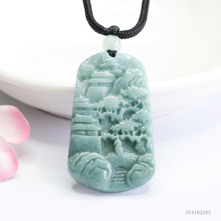 As soon as Yu natural A goods jade pendant blue water landscape brand pendant jewelry live wholesale generation FC4102202