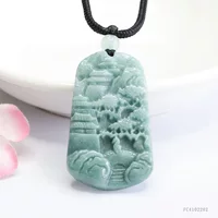 Yiyu Natural A Jade кулон синий водный пейзаж подвеска ювелирных изделий в прямом эфире оптовая продажа FC4102202