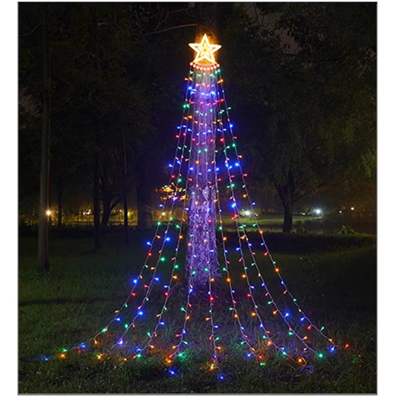Christmas Waterfall Lights Led Star Decoration For Garden Trees_voghion.com