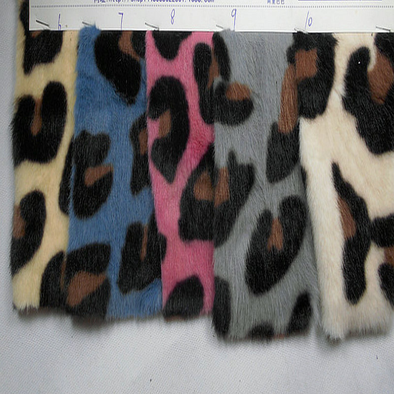 貂绒印花豹纹水貂人造毛皮印豹圈玉狐绒小毛毯帽子保暖布服装面料