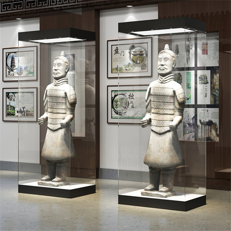 博物馆展示柜博物馆展柜历史古董陈列柜夹胶低反玻璃文物雕像柜