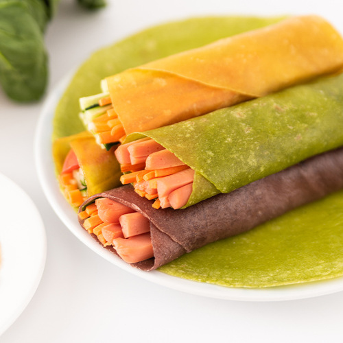 Handmade Spinach Wrap Thin Crisp Pancake Skin Purple Sweet Potato Pumpkin Instant Food Home Use Handheld Noodle Pancake Staple Food Manufacturer to Distribute Wholesale