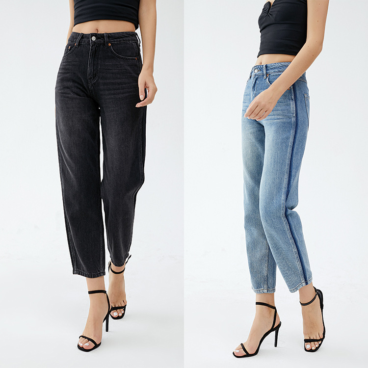 Special Offer: Agd High-Waisted Loose Cotton Gauze Straight-Leg Pants, Tapered Cropped Jeans for Women That Flatter All Body Types