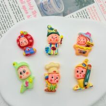 可爱变装苹果星星人diy奶油胶手机壳钥匙扣洞洞鞋扣发夹树脂饰品