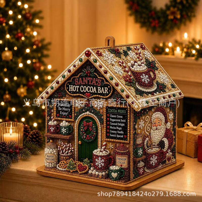 Cross-border New Product Adult 3D Christmas House Diamond Painting Kit Wooden Pearl Craft DIY with Pearls Cross-border New Product Adult 3D Christmas House Diamond Painting Kit Wooden Pearl Craft DIY with Pearls