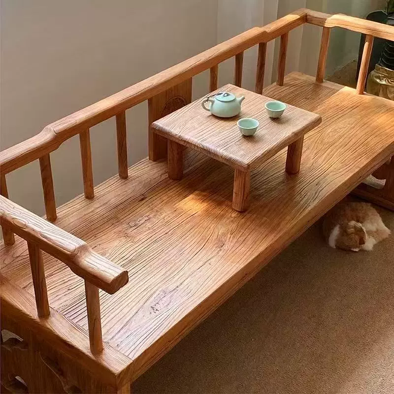 老榆木罗汉床中式古典沙发椅实木休闲躺椅仿古民宿家具客厅沙发