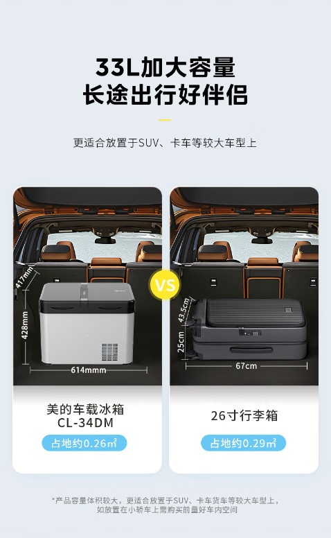 Midea Car Refrigerator CL-34DM Quick Freezing Fresh-Keeping Box for Rapid Cooling at Home and Outdoors