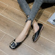 A868-5 Square head single shoes women's flat soles 2022 spring new casual shallow bean shoes ladybug shoes large women's shoes 41-43 autumn