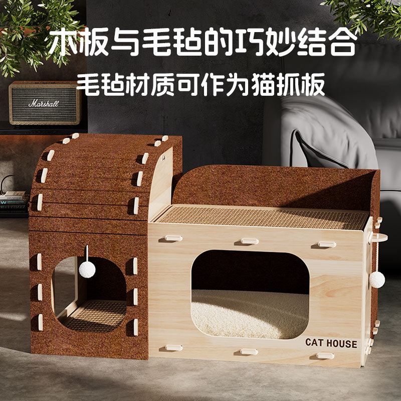 Cat nido felino felino casa de gatos agarrar placa integral espacioso gato nido de gatos de doble capa gato escalada marco resistente al rasguño y desgaste multi-agujeros villa de gatos