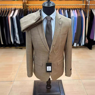 European and American style high-end men's suit single-breasted slim fit professional formal dress wedding groom best man suit dress in stock